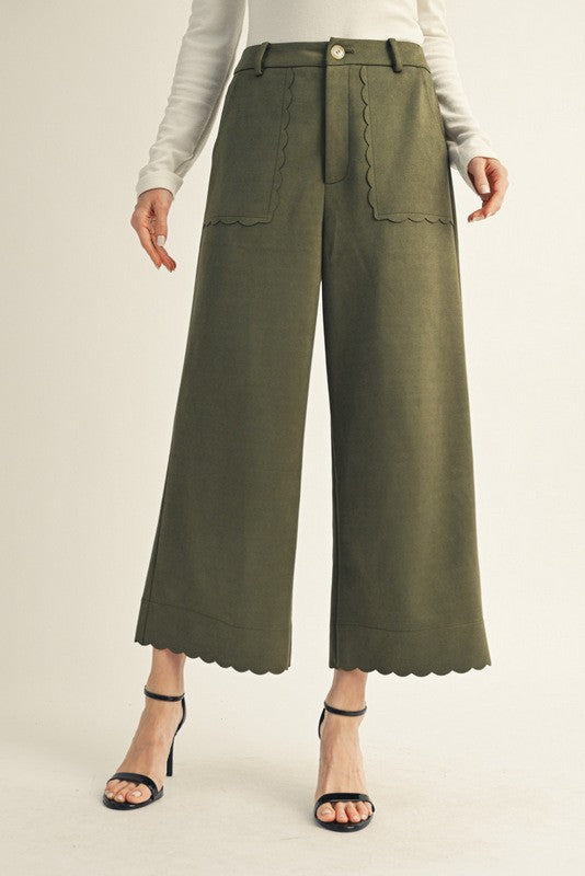 Frostpine Scalloped Suede Pants