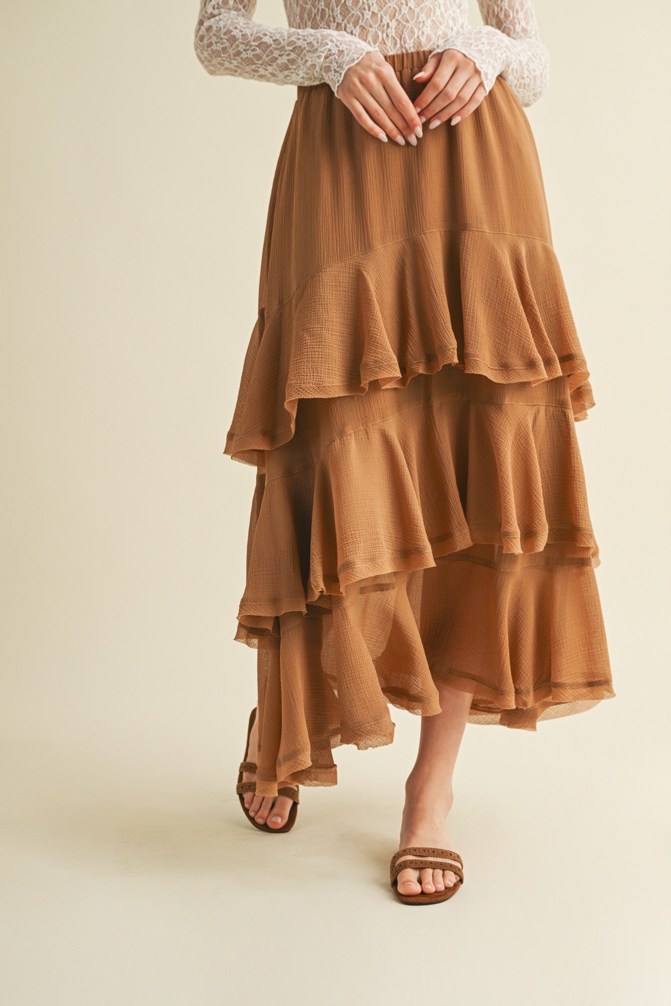 Sandpiper Ruffled Tiered Maxi Skirt