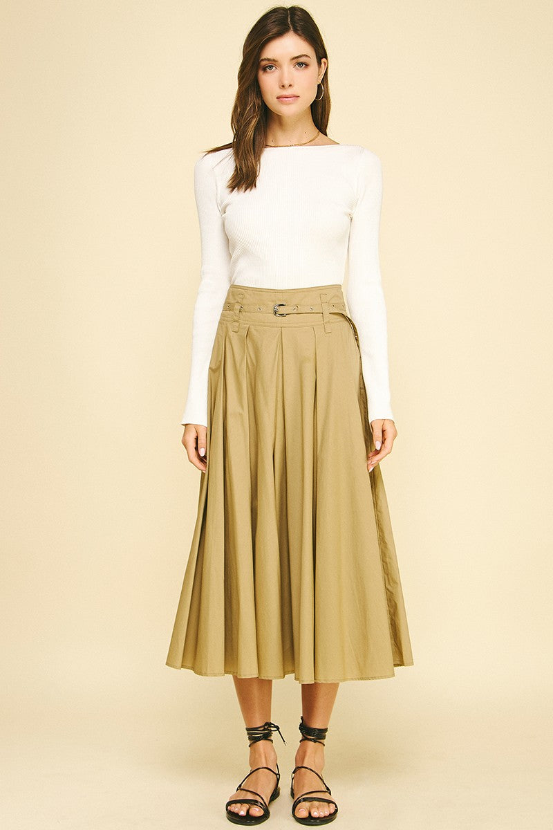 Wheat Field Pleated Midi Skirt