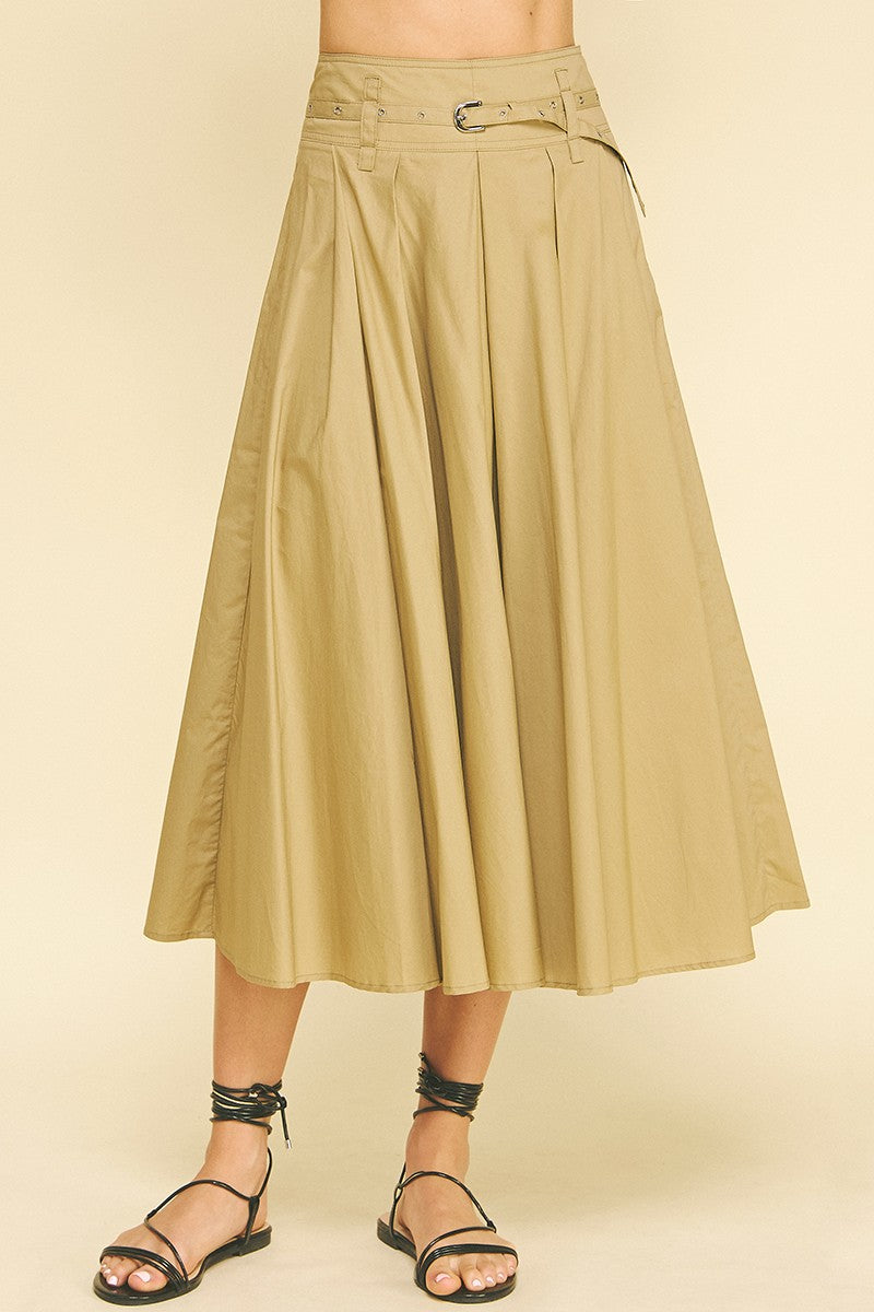 Wheat Field Pleated Midi Skirt