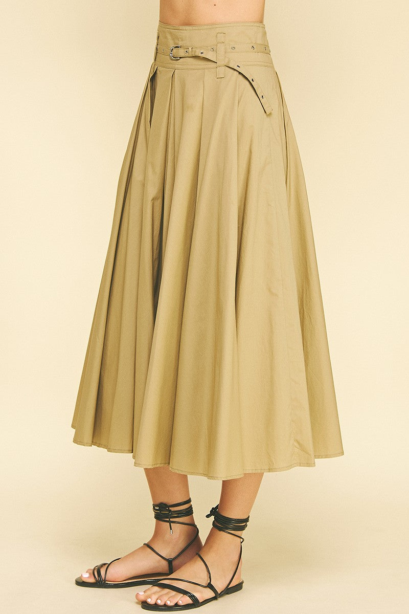 Wheat Field Pleated Midi Skirt