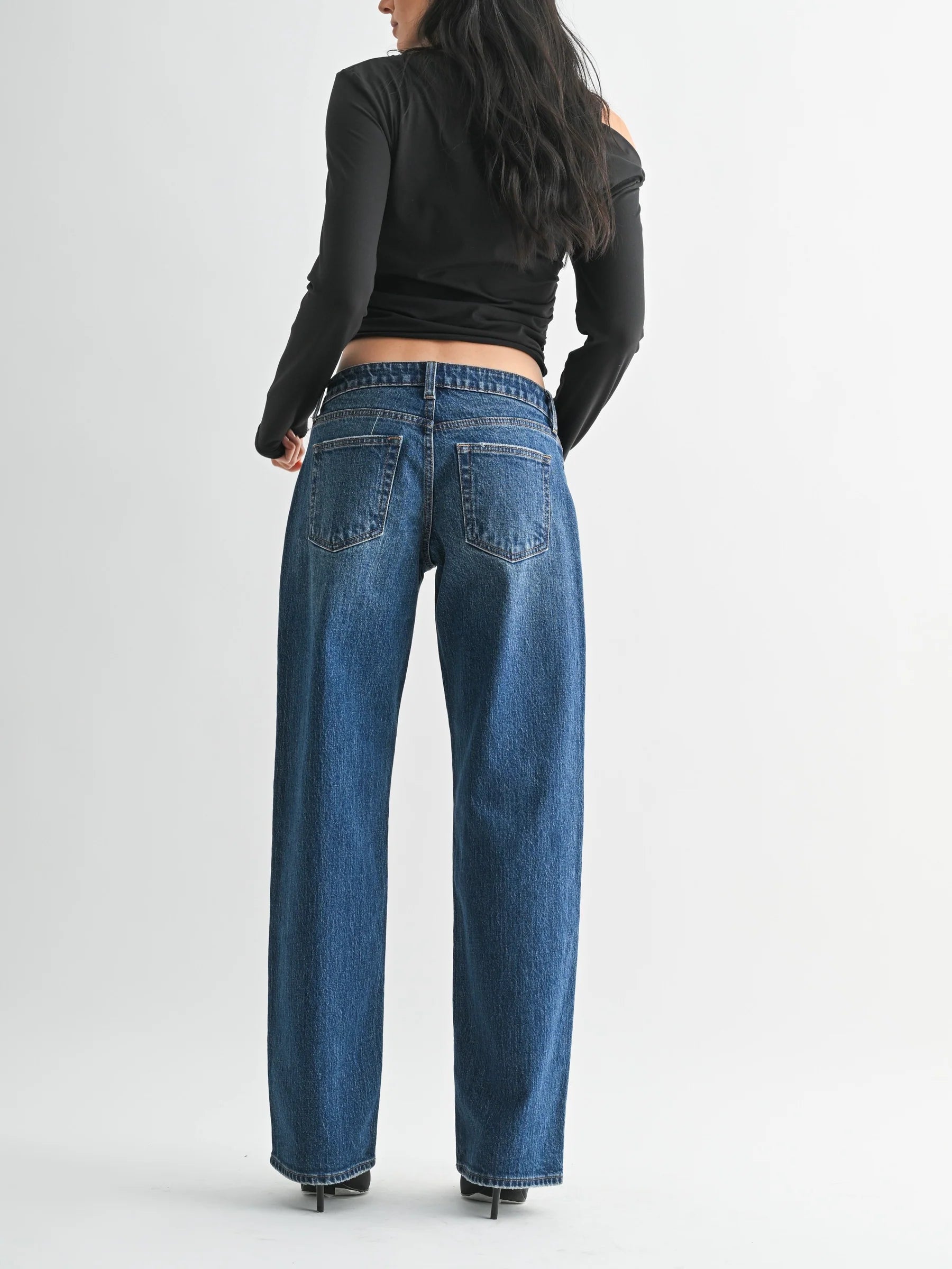 Low Rise Studded Baggy Jeans