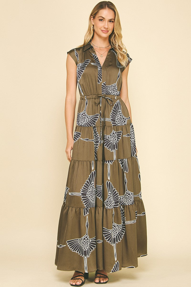 Copper Glow Printed Maxi Dress