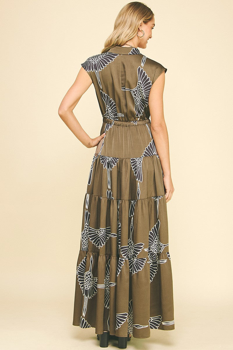 Copper Glow Printed Maxi Dress
