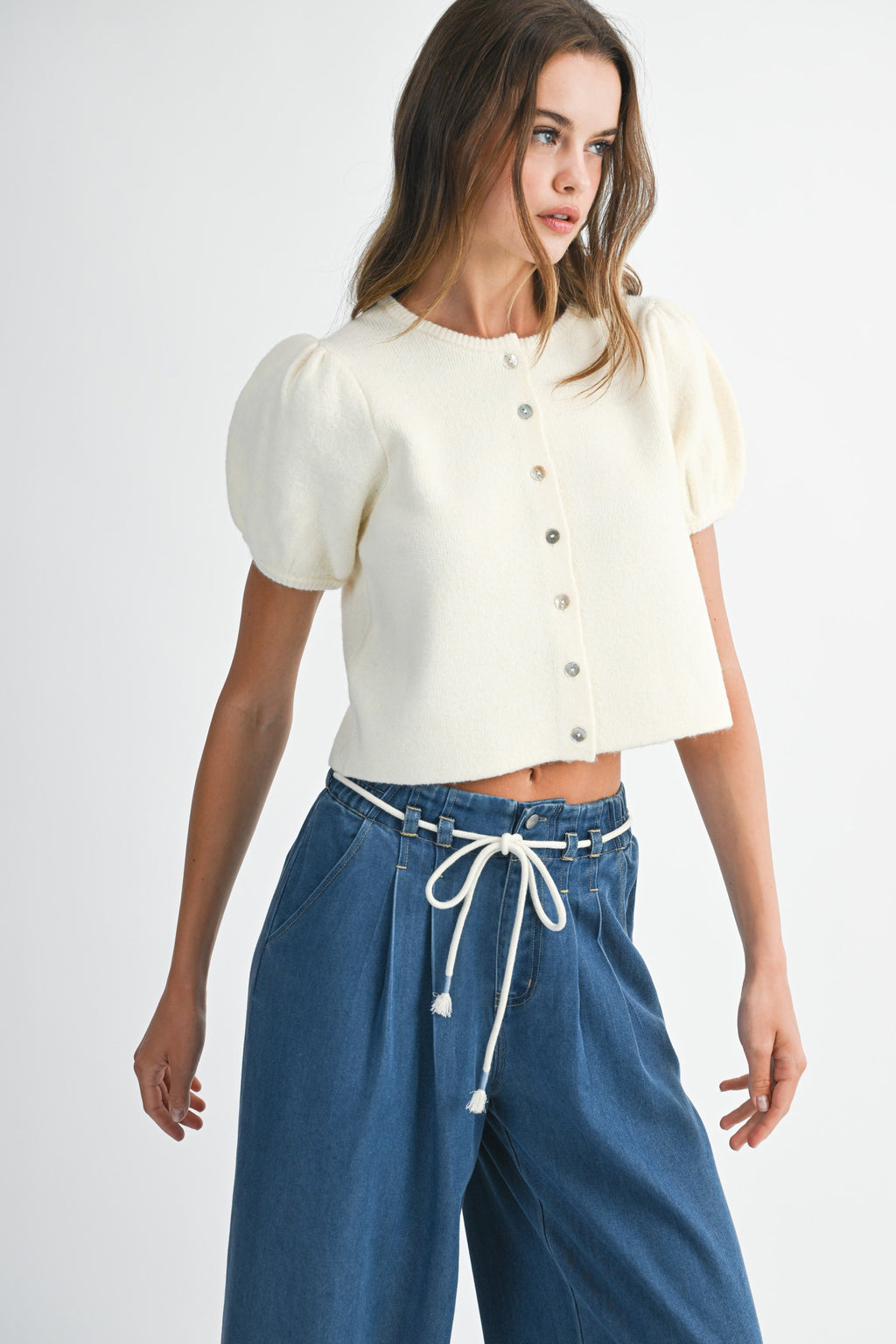 AetherWeave Puff Sleeve Knit Top