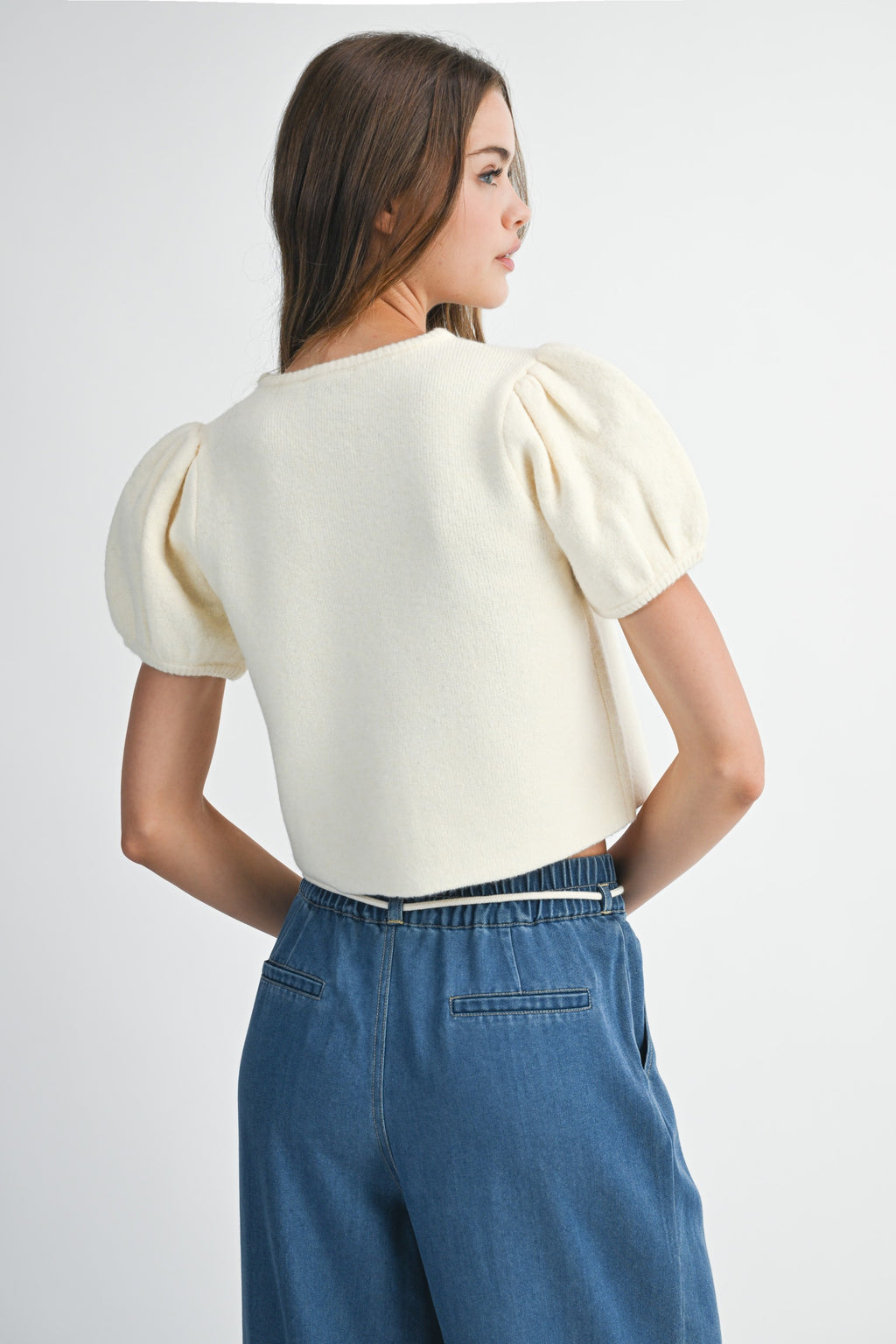 AetherWeave Puff Sleeve Knit Top