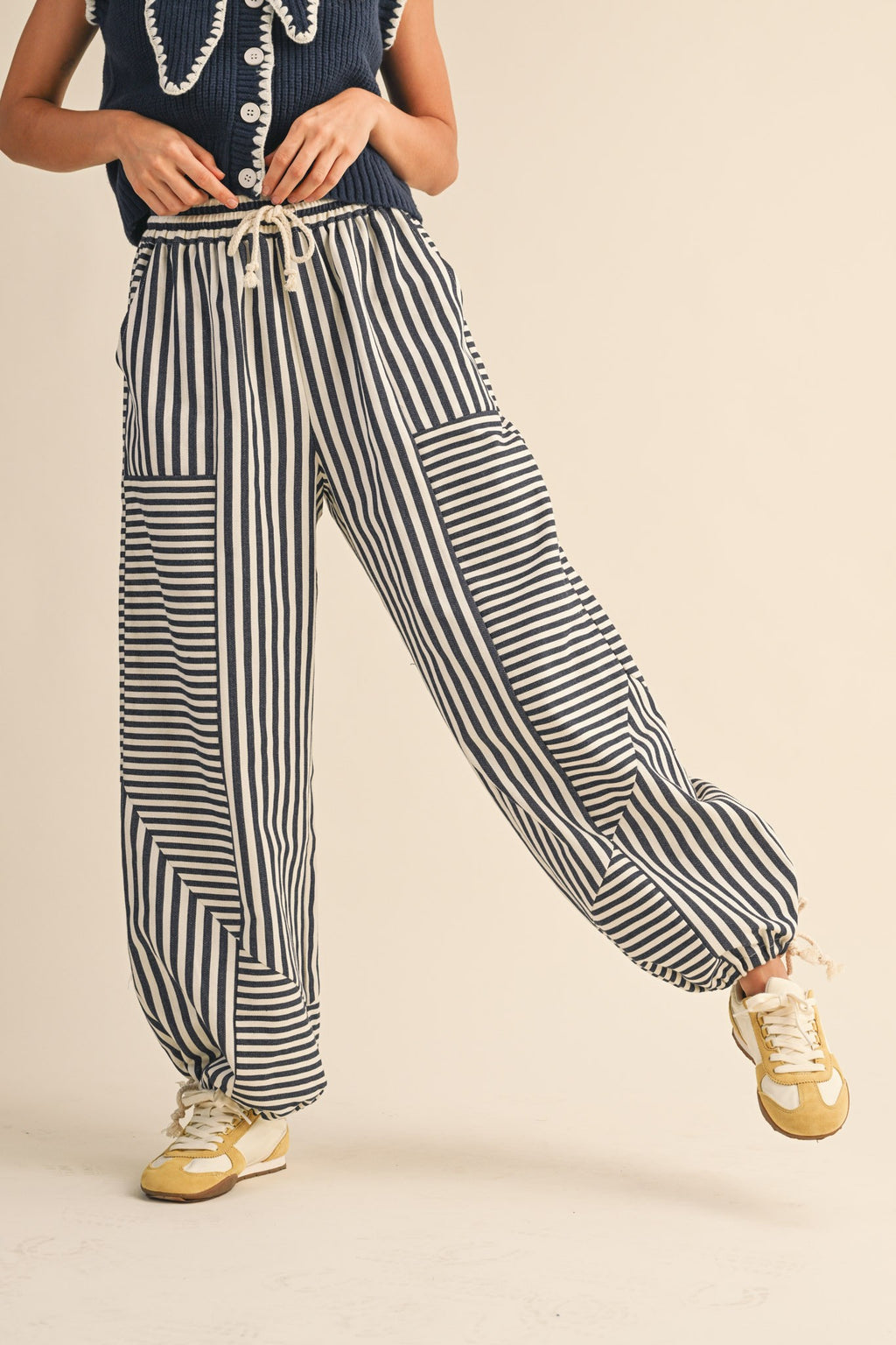 Mixed Stripe Parachute Pants