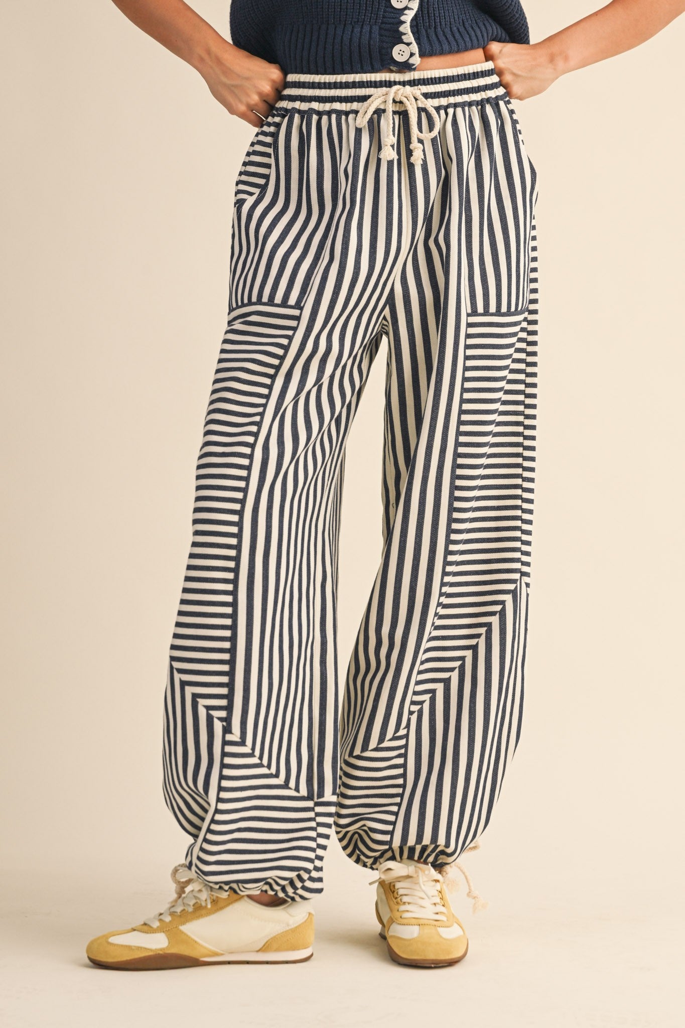 Mixed Stripe Parachute Pants