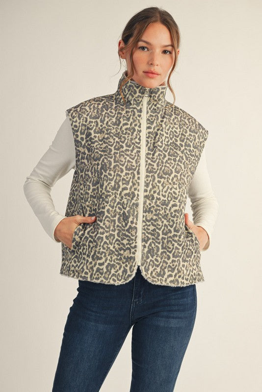 Sherpa Lined Leopard Vest