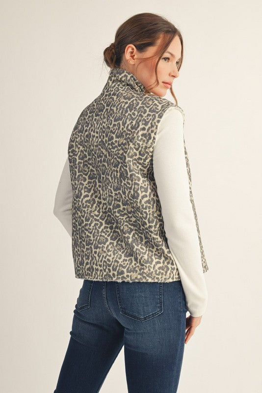 Sherpa Lined Leopard Vest