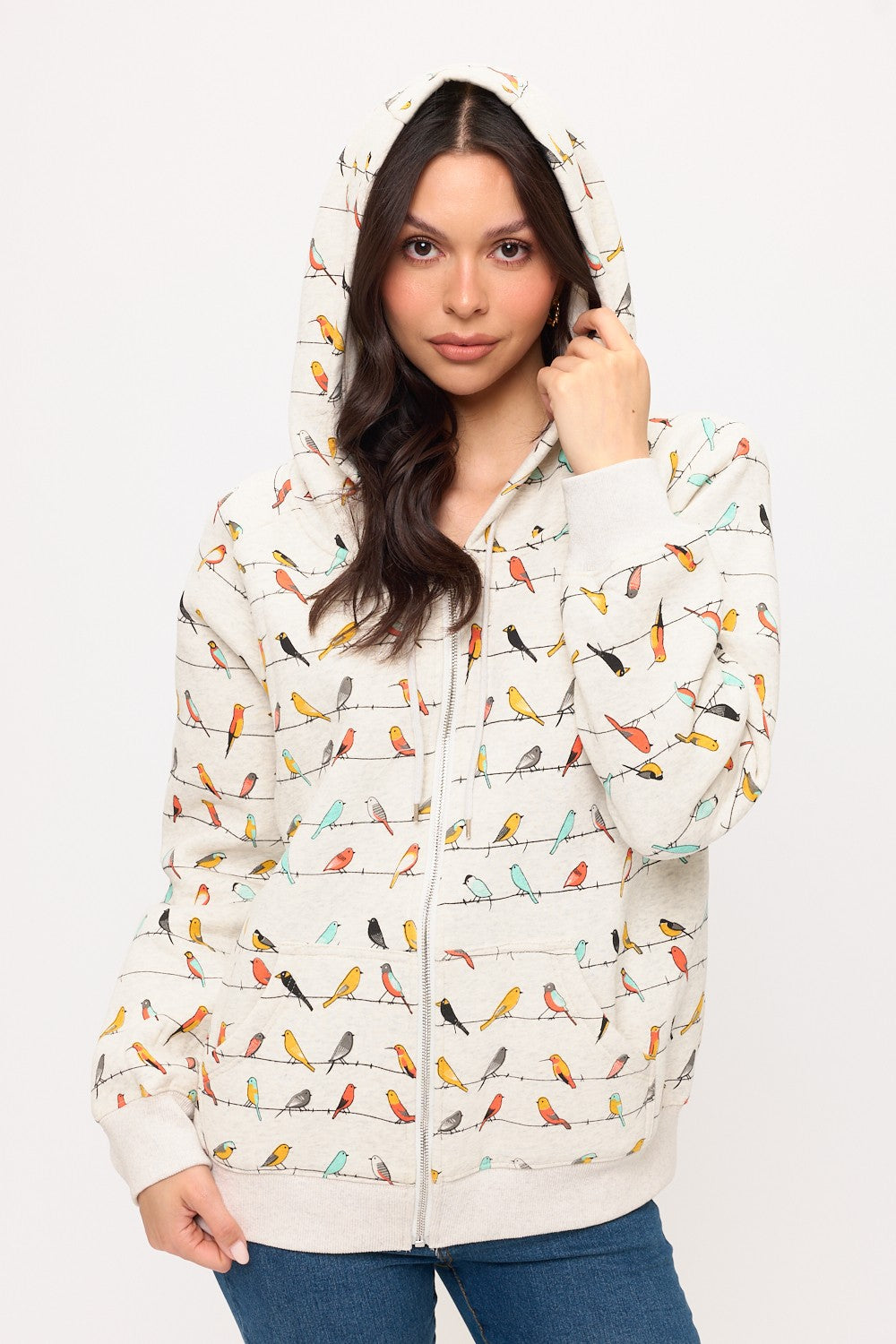 Chripy Birds Zip Up Hoodie