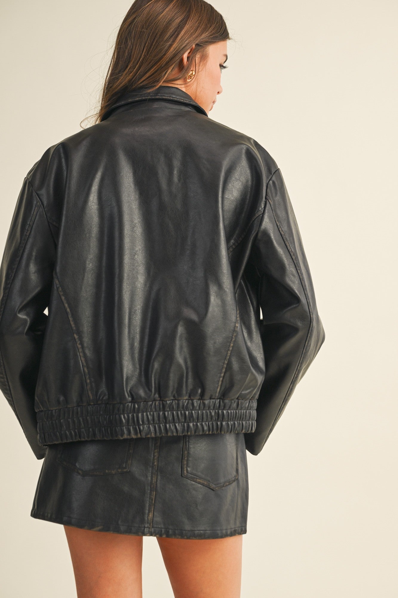 Zion Washed Leather Zip Up Jacket