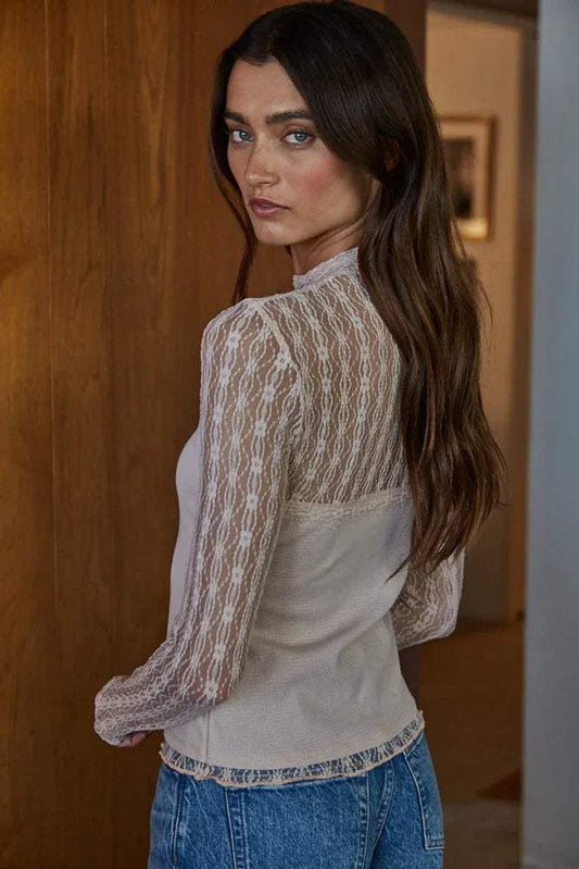 Cherie Lace Mock Neck Top
