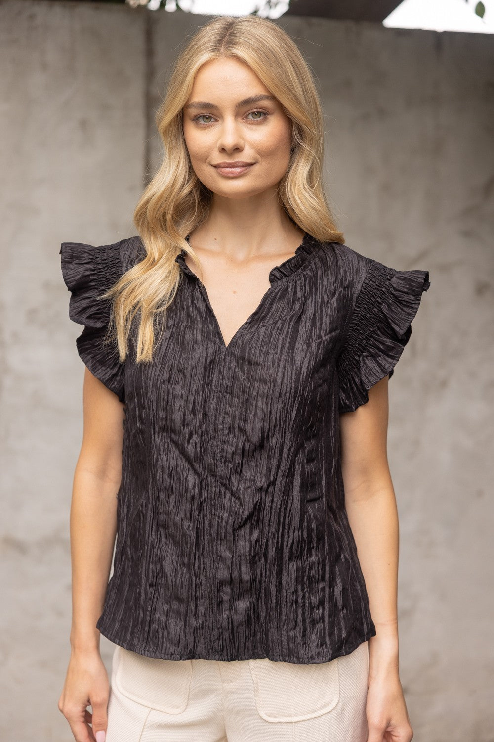Catherine Smocked Crinkle Top