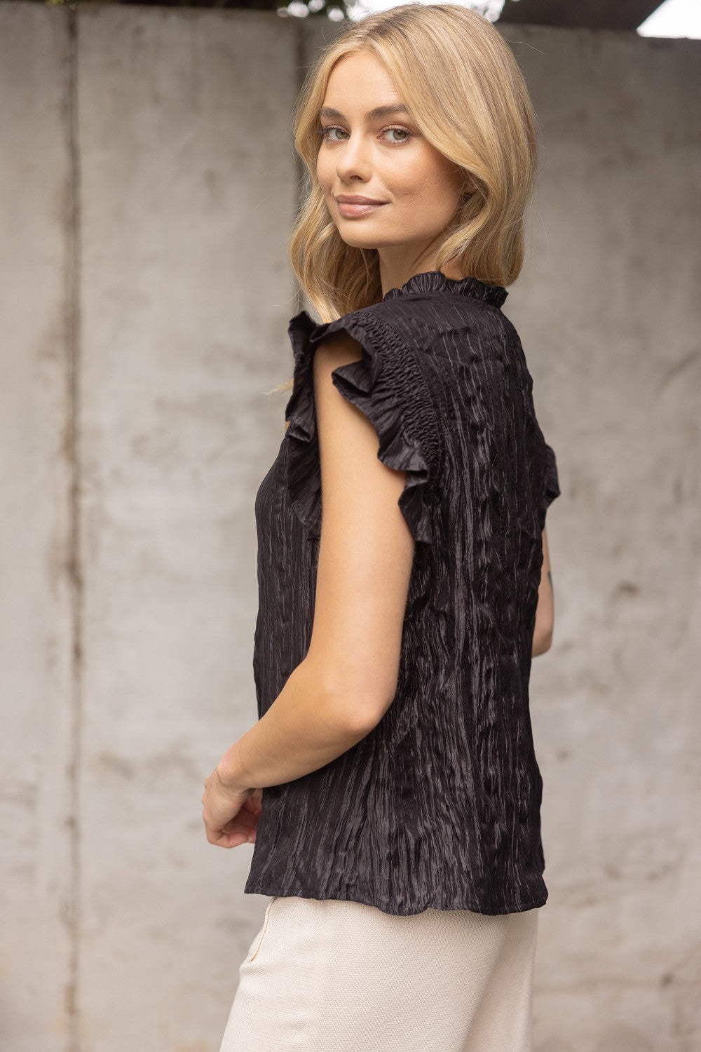 Catherine Smocked Crinkle Top
