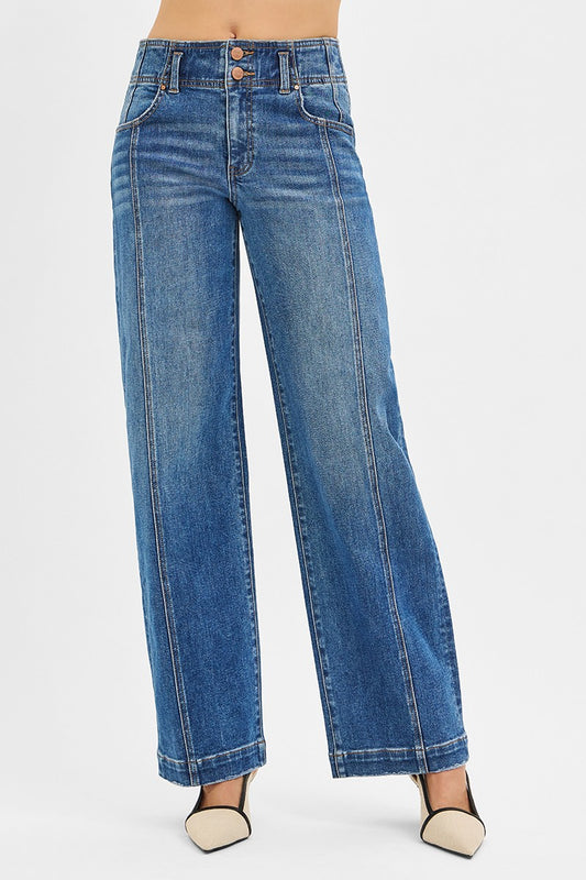 Double Take Baggy Button Jeans | PLUS SIZE AVAILABLE