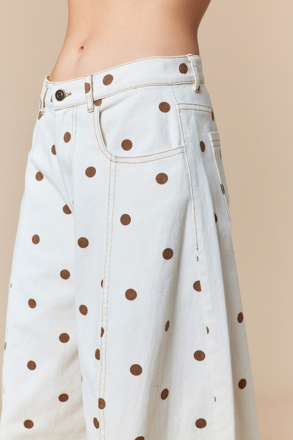 Polka Dot Denim Barrel Pants