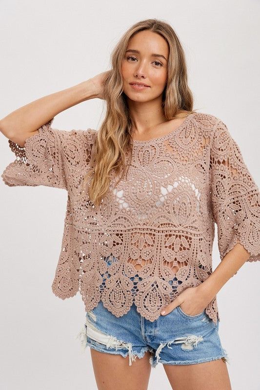 Hollow & Hem Crochet Lace Top