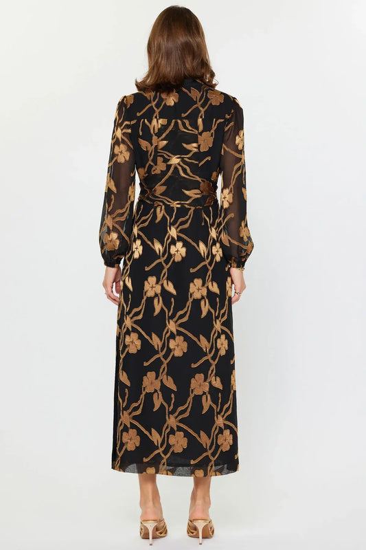 Annie Black and Gold Maxi Dress