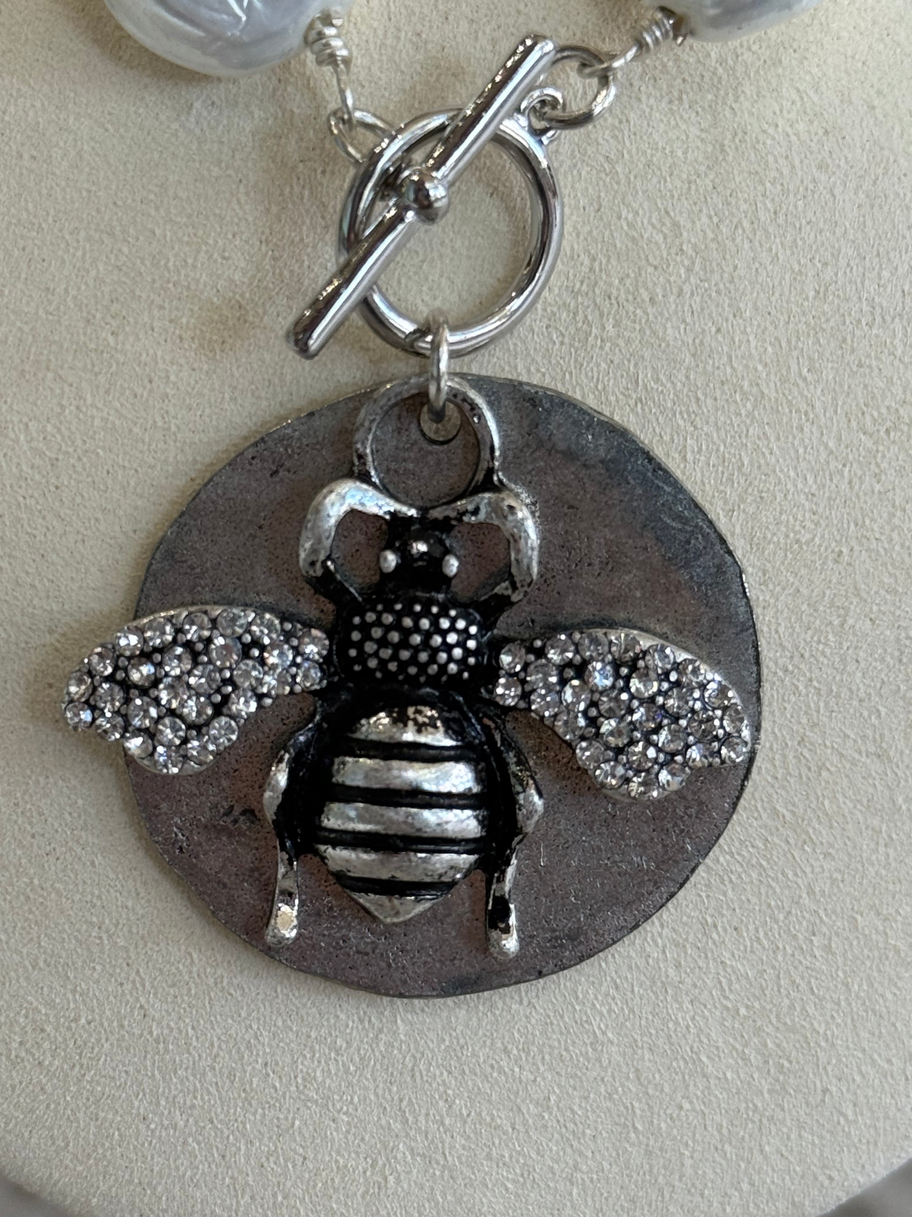 Mother-of-Pearl & Hematite Toggle Necklace