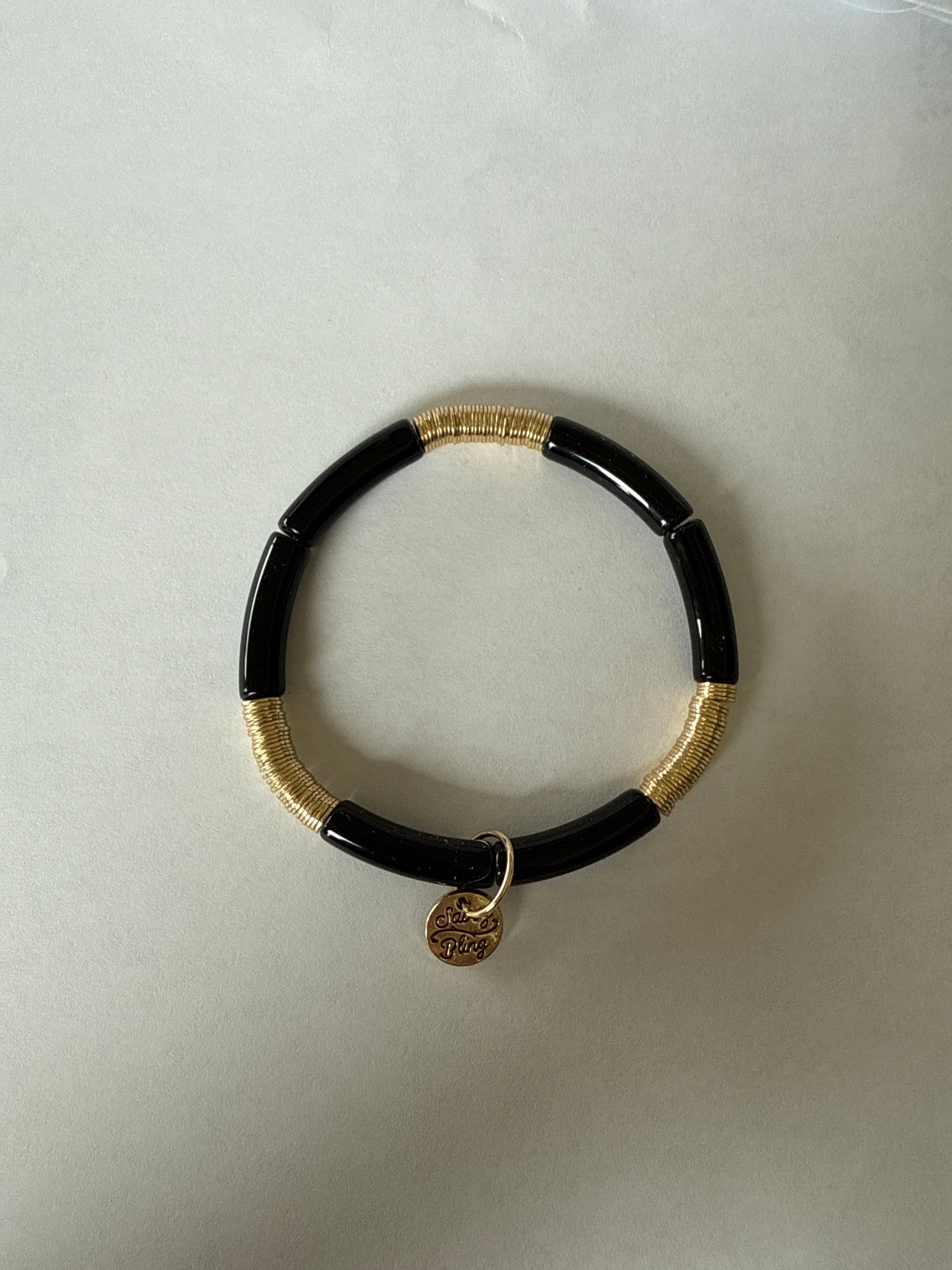 Small Gold Acrylic Bamboo Tube Bracelet