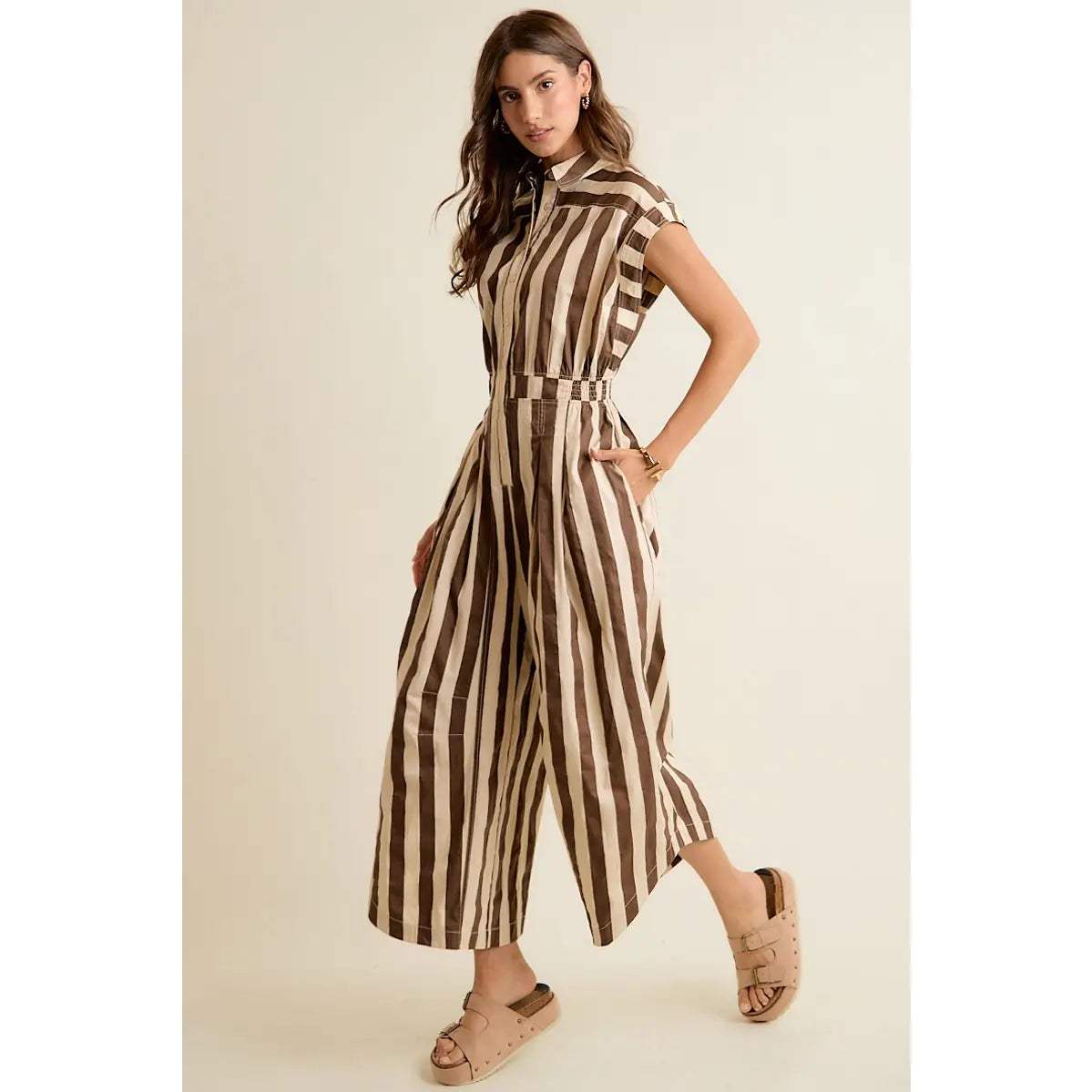 Wide Stripe Dreams Sleeveless Jumpsuit