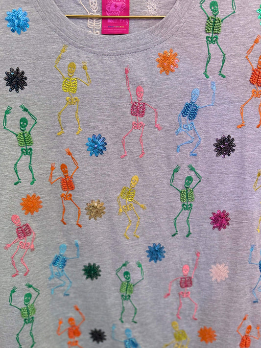 Grey Multi Skeleton Tee | Queen of Sparkles