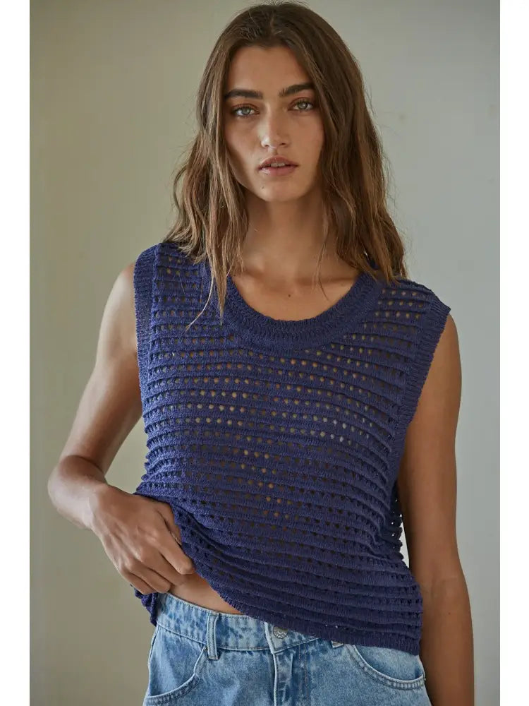 Olivia Crochet Sleeveless Vest