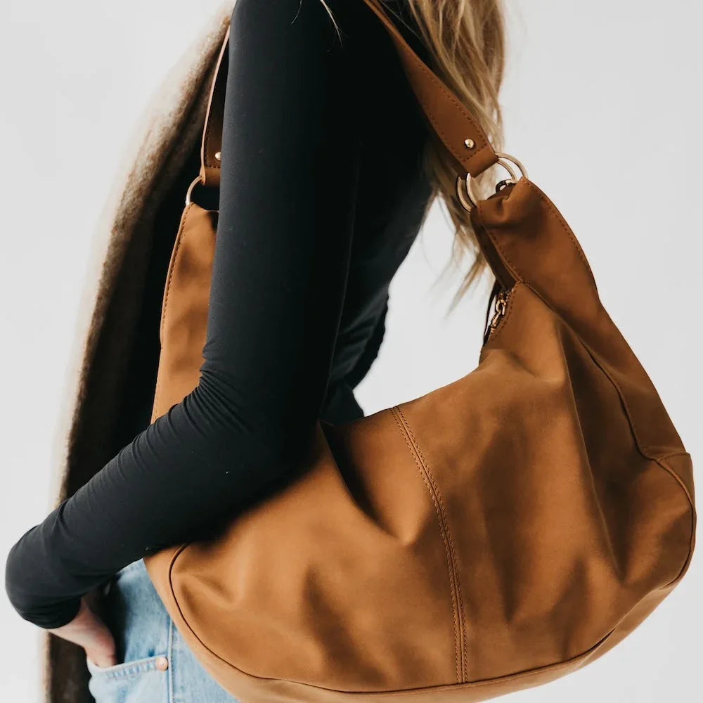 Hazel Suede Hobo Shoulder Tassel Bag