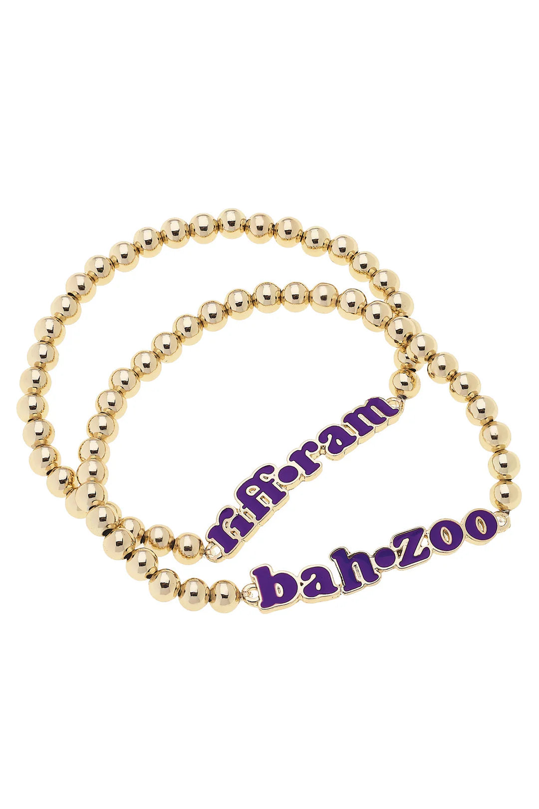 College Slogan Gold Beaded Bracelet Set