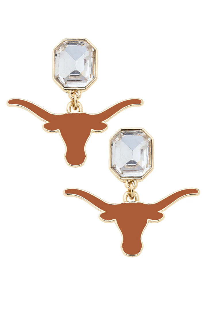 College Logo Rhinestone Enamel Earrings