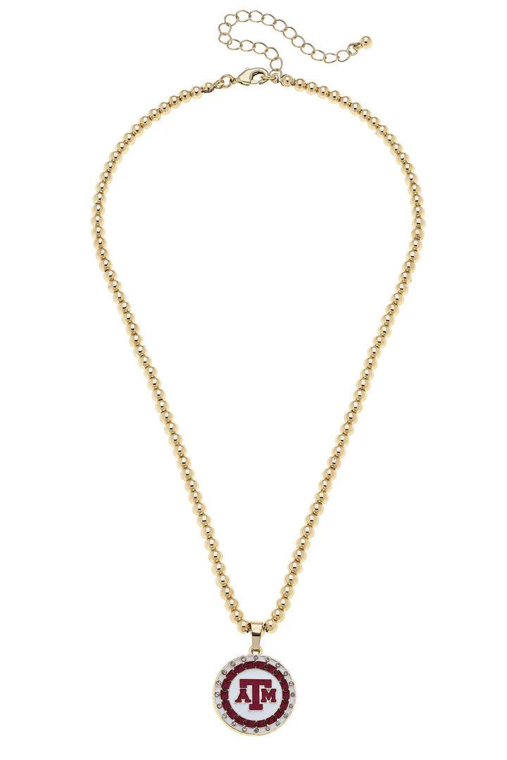 College Pave Disc Necklace
