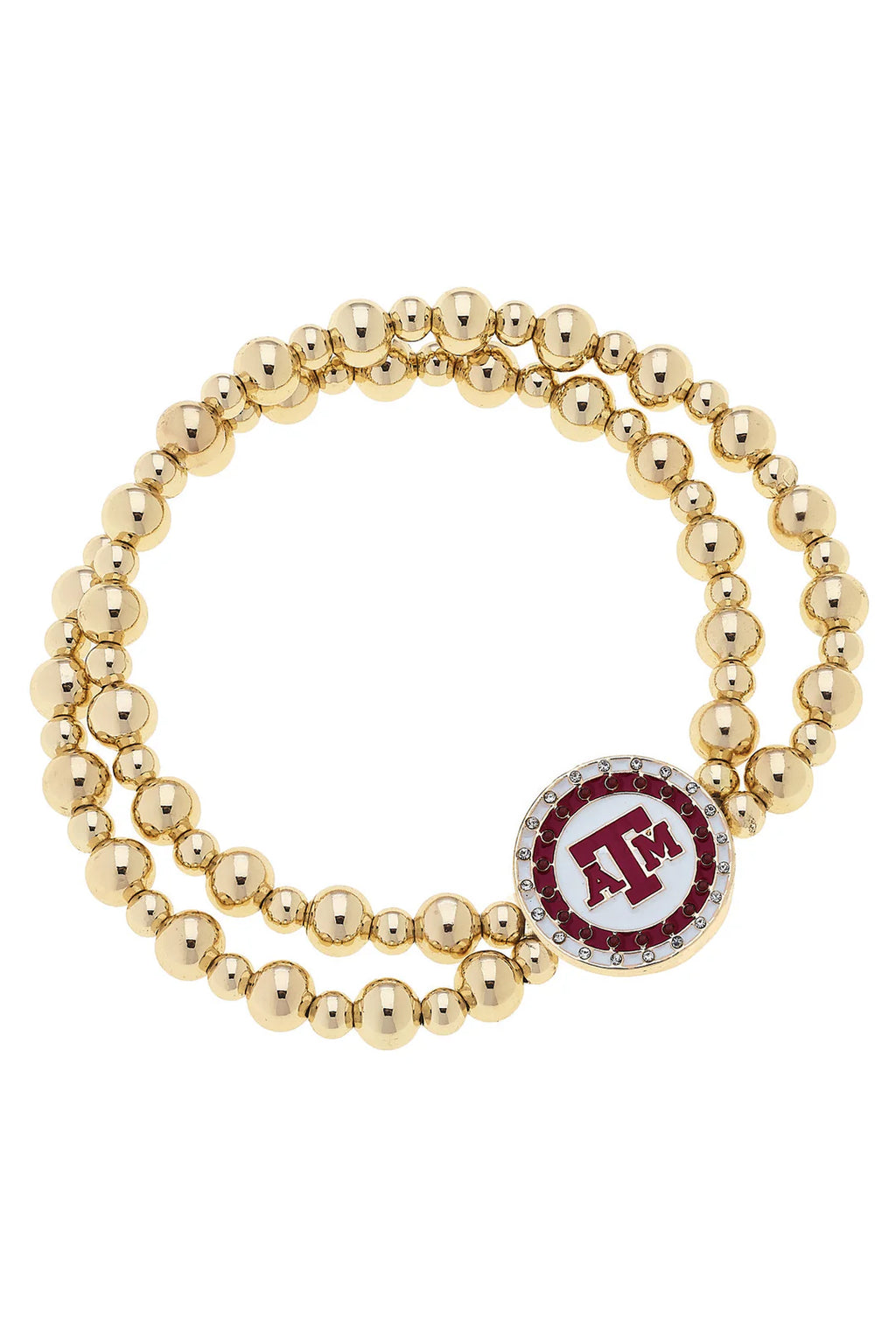 College Pave Disc Beaded Bracelet