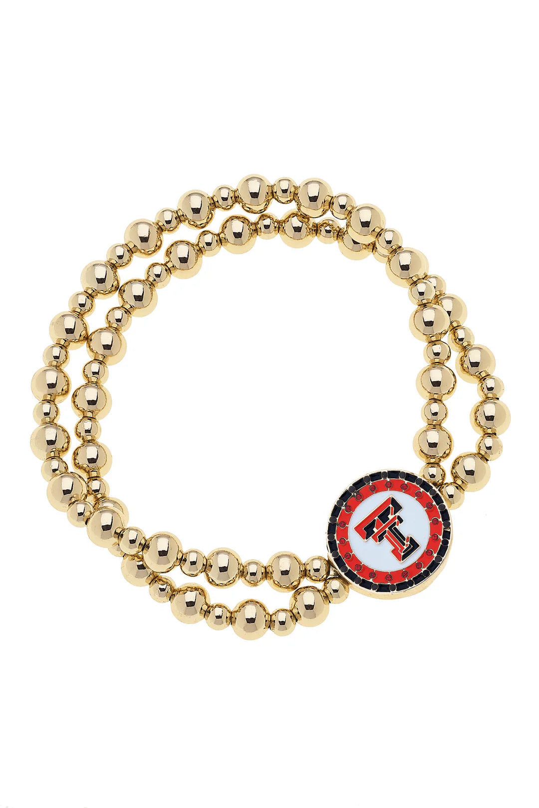 College Pave Disc Beaded Bracelet