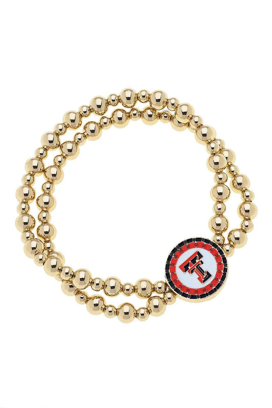 College Pave Disc Beaded Bracelet
