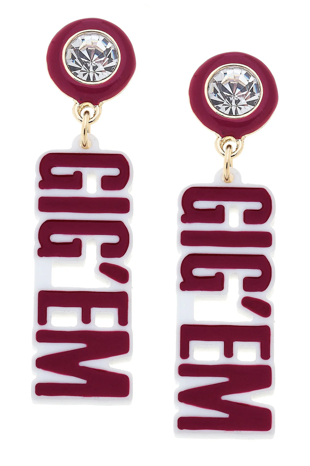 College Resin Block Letter Earrings