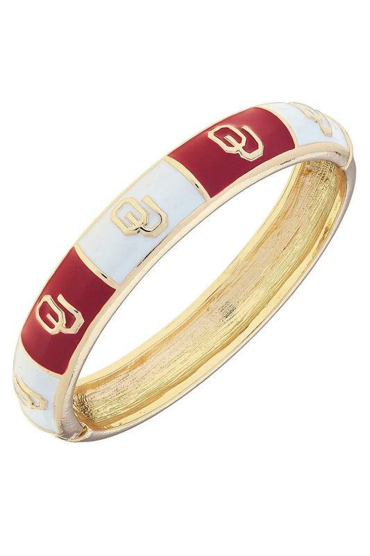 Oklahoma Sooners Sculpted Enamel Checkered Hinge Bangle