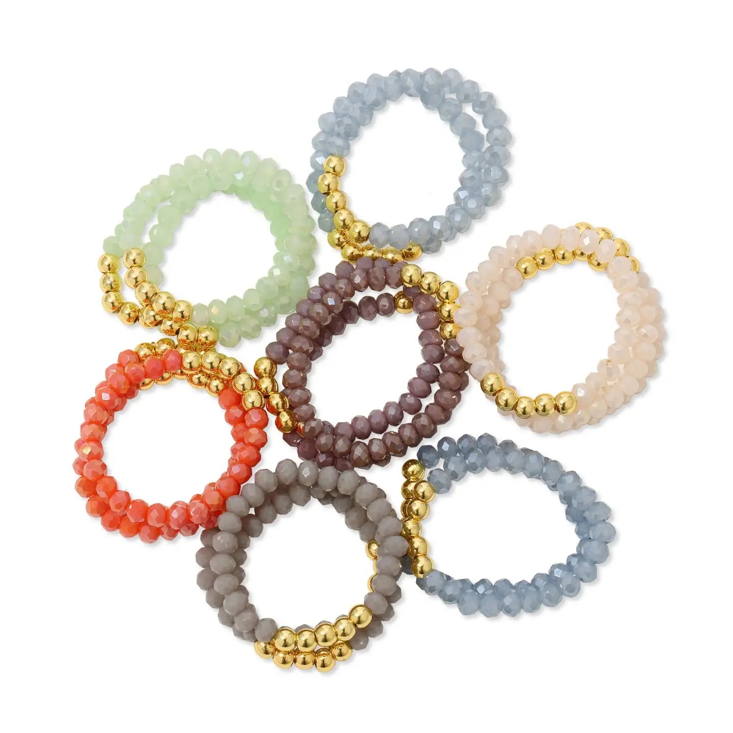 Crystal Rings W/ Bead Accents