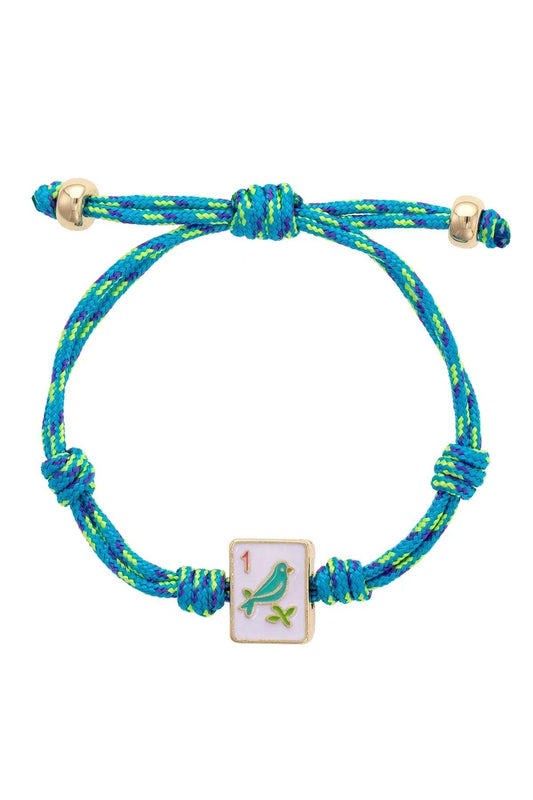 Lucky Sparrow Mahjong Tile Paracord Bracelet