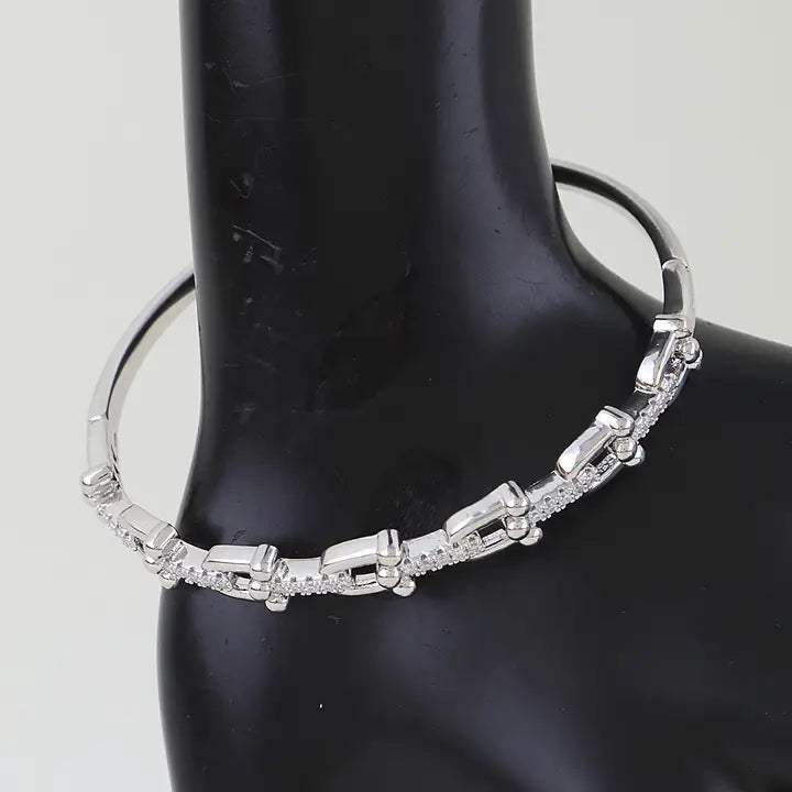 Bejeweled Horseshoe Charm Chain Bracelet