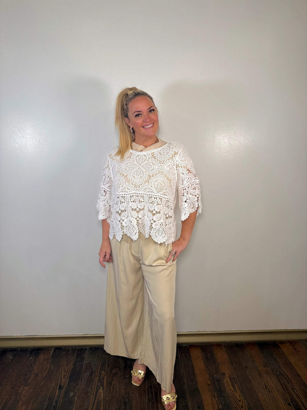 Pleated Wide Leg Trousers