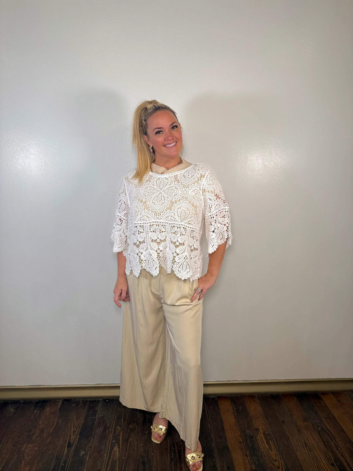 Pleated Wide Leg Trousers