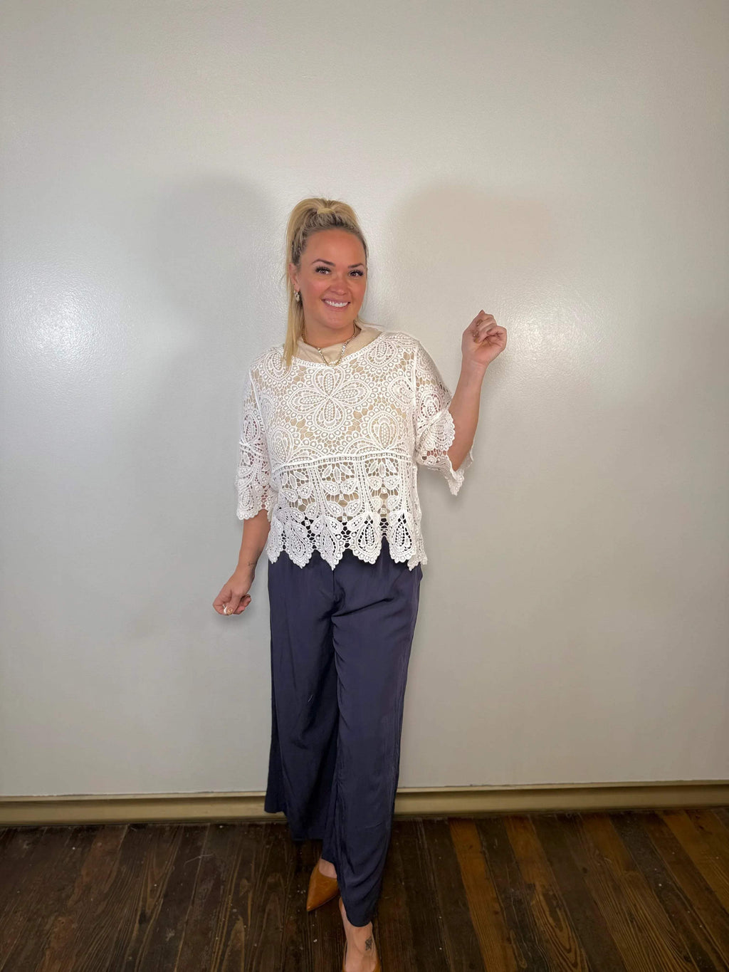 Pleated Wide Leg Trousers