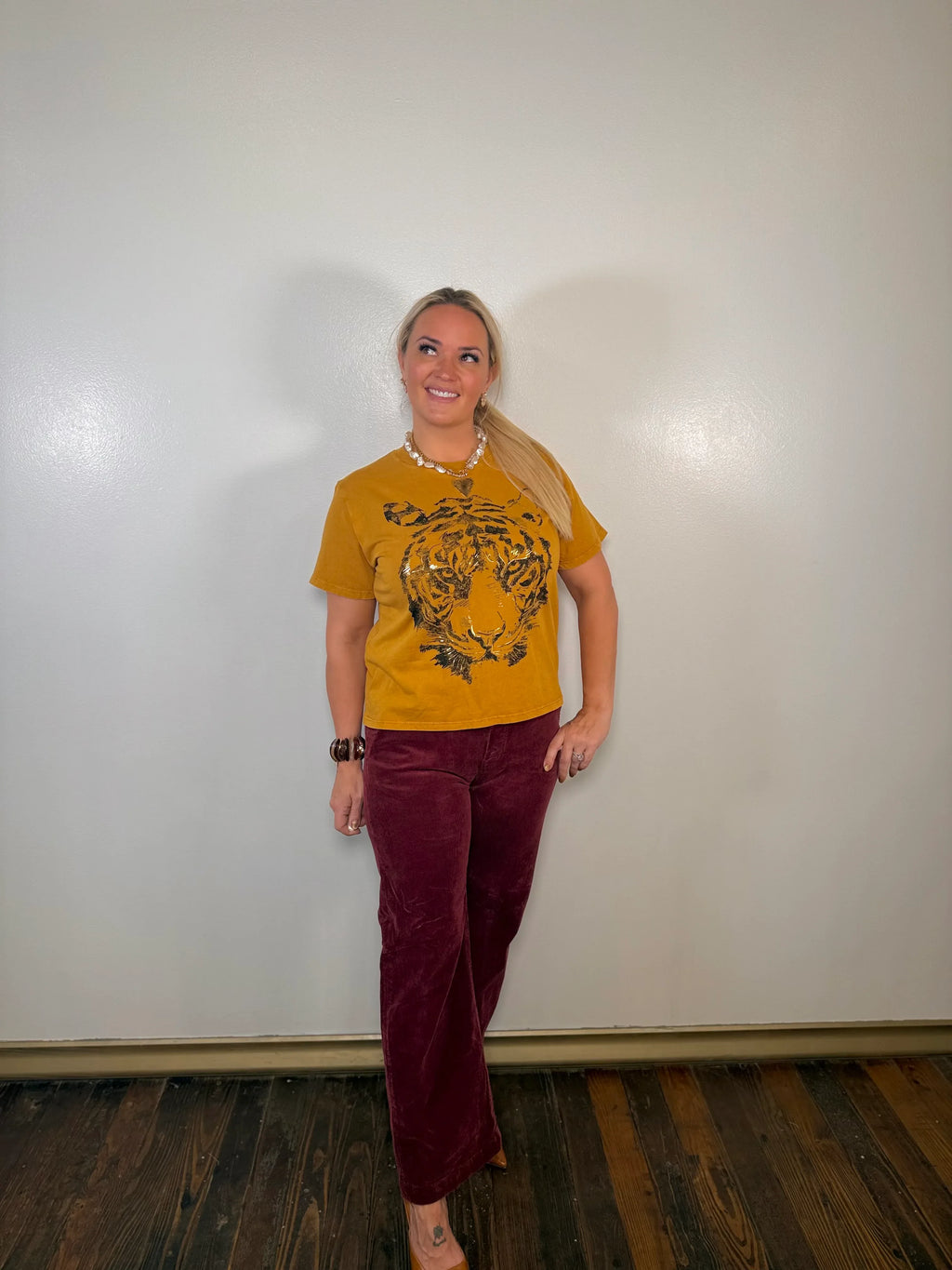 Golden Foil Tiger Mineral Wash Graphic Tee