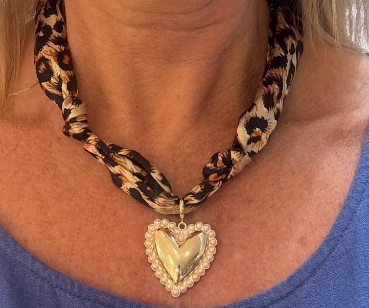 Lesa Cheetah Scarf Necklace