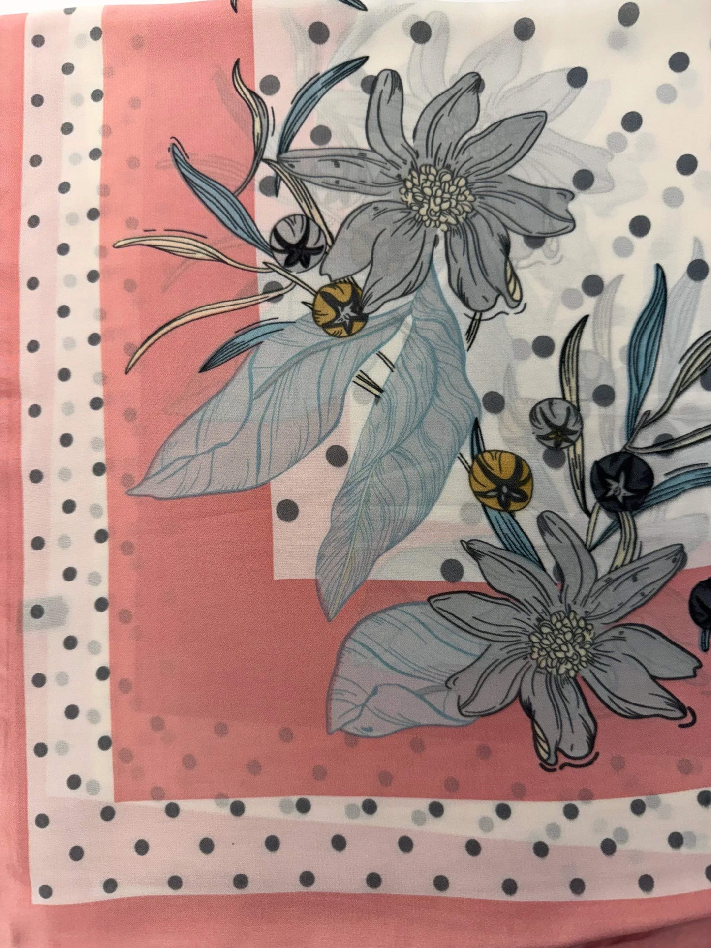 Floral Polka Dot Pattern Scarf