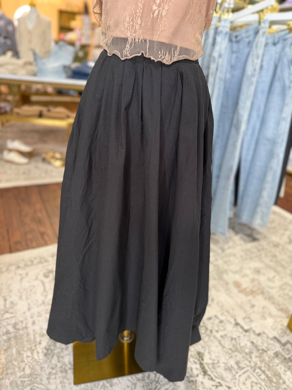 Onyx Hour Tie Back Flare Maxi Skirt