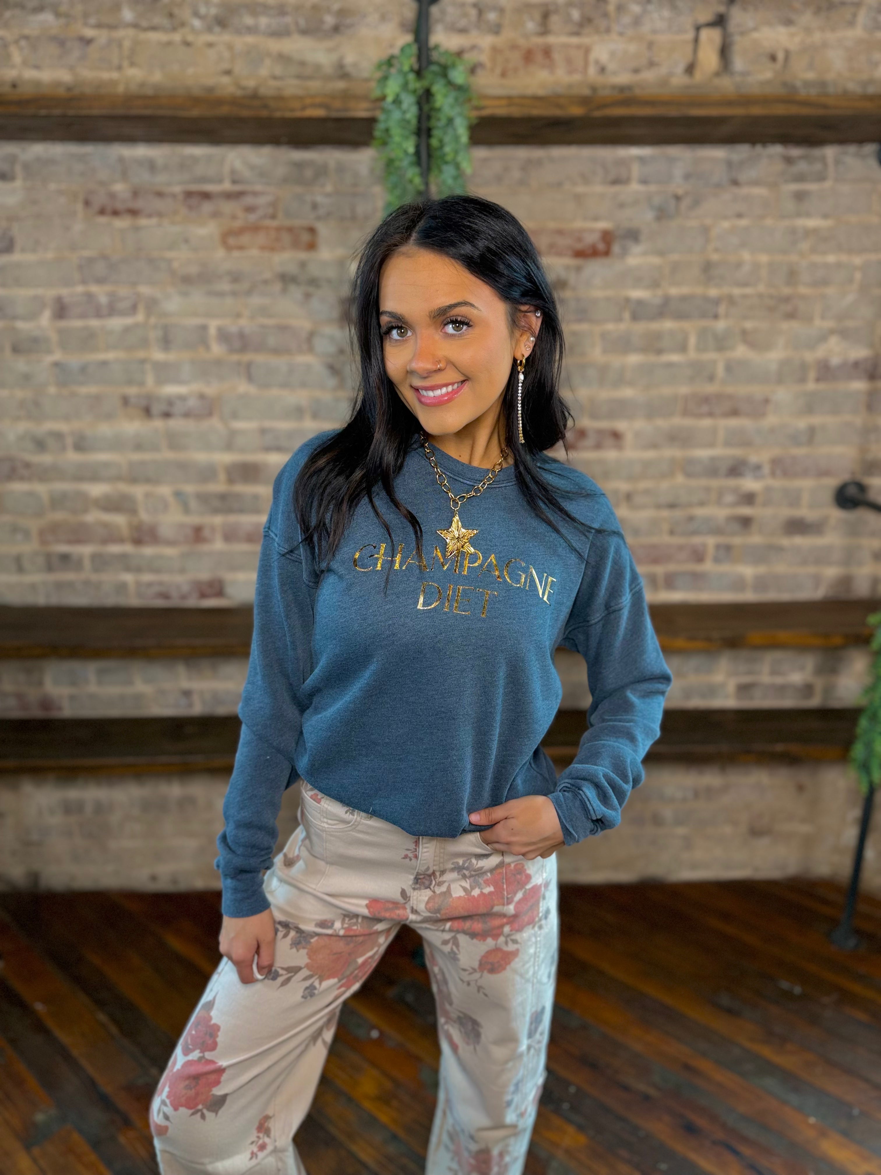 'Champagne Diet' Graphic Sweatshirt