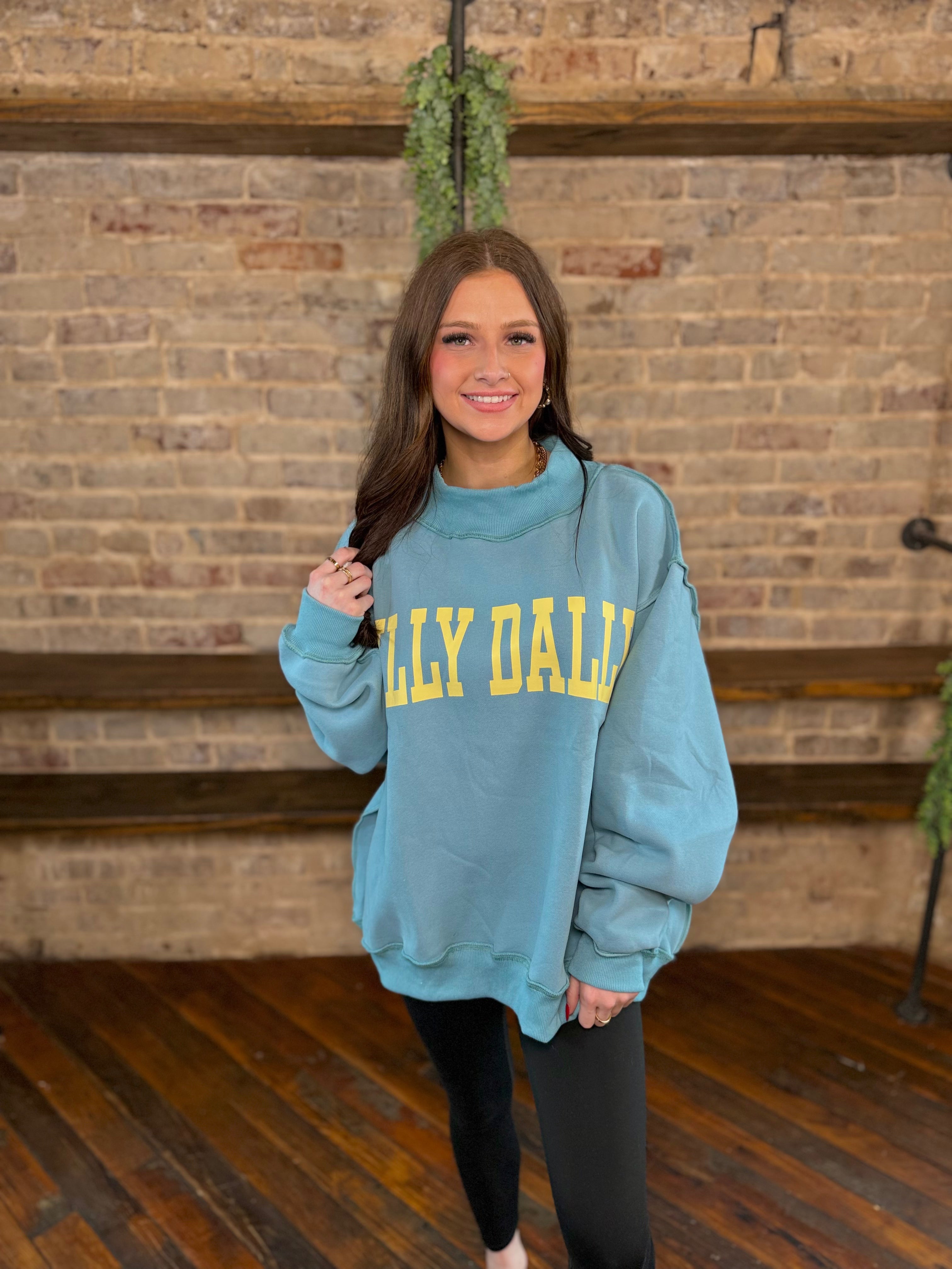 Dilly Dally Mock Neck Sweatshirt