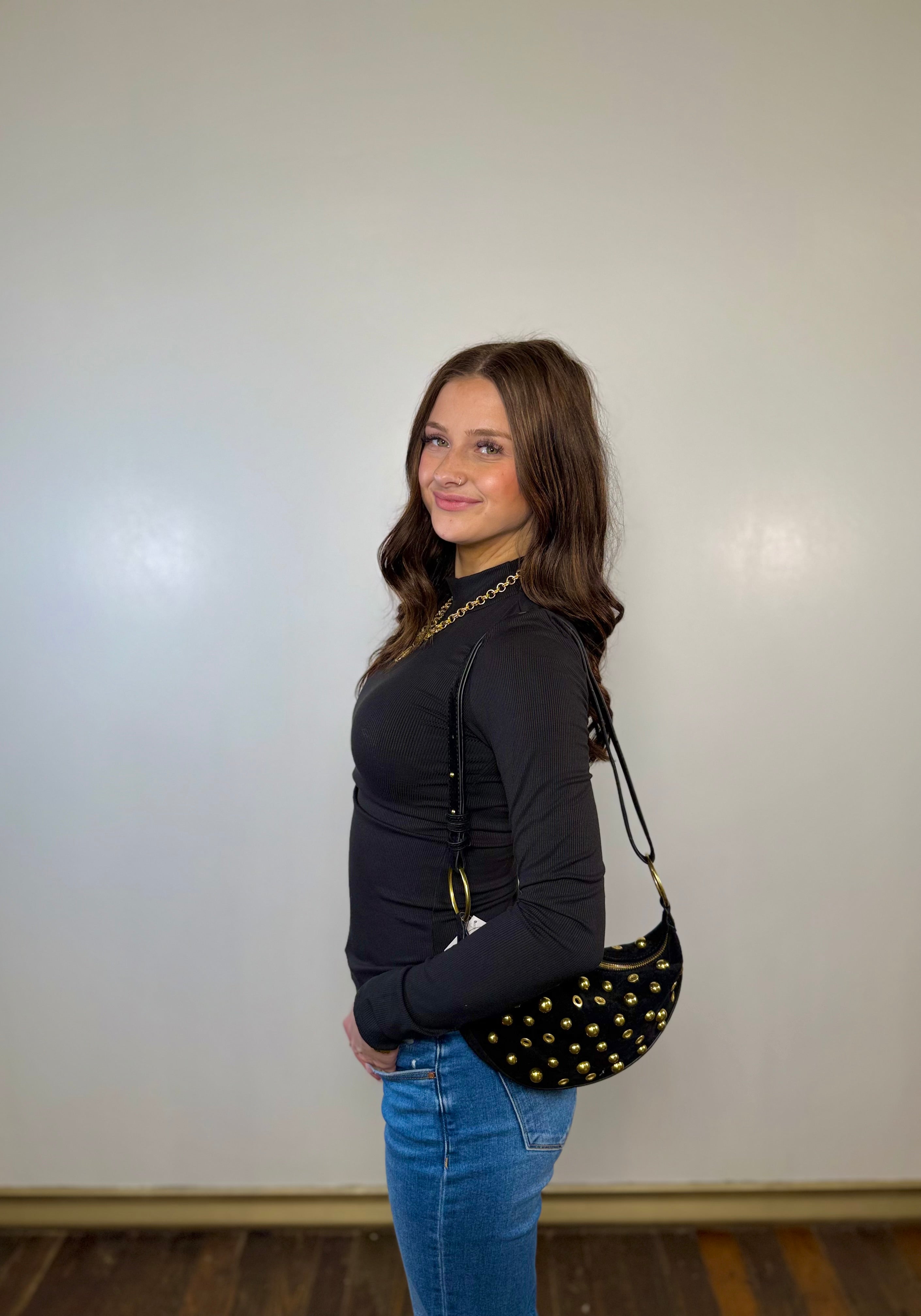 Knit Ribbed Long Sleeve Mock Neck Top